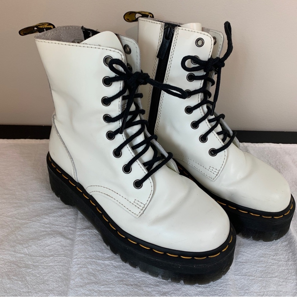 Dr. Martens Jadon White Original Smooth Leather Platform Boot 6W/5M AW004 Doc